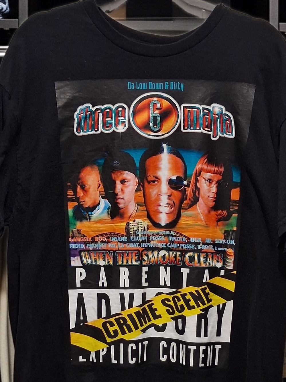 Three 6 Mafia Vintaged 2000's 'When The Smoke Clears' Black Graphic Tee Size  XL